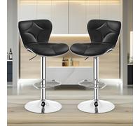 FURNOS 2PC Height Adjustable 360 Swivel Barstools Set With Shell Backrest in Black FURNOS Black