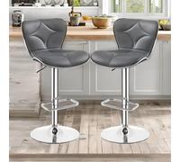 FURNOS 2PC Height Adjustable 360 Swivel Barstools Set With Shell Backrest in Dark Grey FURNOS Dark Grey
