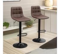FURNOS 2PC Height Adjustable 360 Swivel Barstools Set With Shell Seat in Brown FURNOS Brown