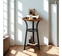 FURNOS 3 Tier Small Round Side End Table Rustic in Brown FURNOS Brown