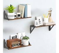 FURNOS 3PC Industrial Wall Mounted Reversible Floating Shelves Rustic in Brown FURNOS Brown