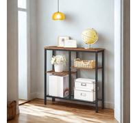 FURNOS 4 Tier Slim Hallway Entryway Console Sofa Table With Storage Shelves in Brown FURNOS Brown