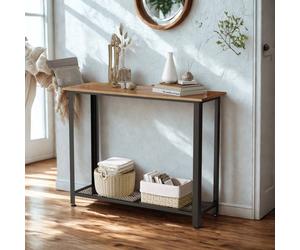 FURNOS Industrial 2 Tier Entryway Hallway Console Table in Brown FURNOS Brown