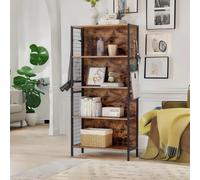 FURNOS Industrial 4 Tier Bookcase Storage Cabinet Rustic Brown Shelving Unit FURNOS Brown