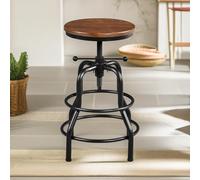 FURNOS Industrial Adjustable Height Retro Bar Stool in Brown FURNOS Brown