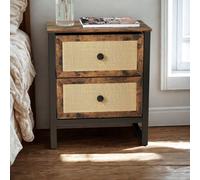 FURNOS Industrial Bedside Table Nightstand With 2 Drawers in Brown FURNOS Brown