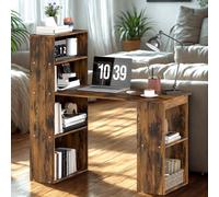 FURNOS Industrial Rustic 120CM Computer Desk With 6 Storage Shelves in Brown FURNOS Brown