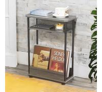 FURNOS Industrial Rustic 3 Tier Side Table With Magazine Rack Grey FURNOS Grey