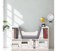 FURNOS Modern Bookcase Storage Cabinet With Reading Seat White FURNOS White