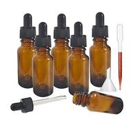 Furnrubden Amber Glass Bottle with Glass Dropper Pipette, 6 x 30ml / 1oz, UV Protection, Reusable, BPA Free, Aromatherapy, Essential Oils, Home Fragrance, Cosmetics, Perfumes