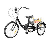 FUROMG 20 Inch Adult Tricycle for Men & Women, 8-Speed 3-Wheel Cruiser Bike with Large Rear Basket, Low-Step Design for Seniors, Stable Commuting & Leisure Cycling in Garden, Park and Urban Streets