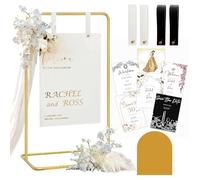 Furosa Gold Wedding Sign Holder, Adjustable Easel Stand for Sign, Heavy Duty Iron, Wedding Seating Chart Stand, Decorative Display Easel