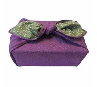 Furoshiki Japanese Wrapping Cloth Eco-Gift Wrap Paper Reversible Shark Skin Cherry blossoms Pattern, Eco-bag Bento Lunch Cake Wine Bottle Kimono Cover (Purple and Green, 27.6 x 27.6 inches)