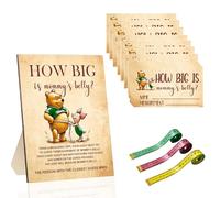 FurPaw The Bear Wood Frame with 36 Guest Game Cards,Classic Winnie Themed How Big is Mommy's Belly Party Game Decorations | 3 Tape Measure Included