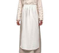 FURPHI Medieval Pioneer Apron White Half Apron Renaissance Linen Waist Apron for Women, White, Standard