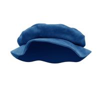 FURPHI Medieval Tudor Flat Cap Faux Suede Beret Hat Renaissance Festival Costume Accessories for Men Women (Blue)