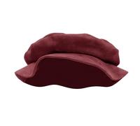 FURPHI Medieval Tudor Flat Cap Faux Suede Hat Renaissance Ren Faire Costume Accessories for Men Women (Red)