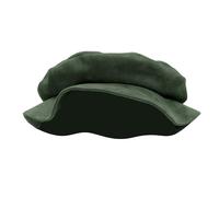 FURPHI Medieval Tudor Flat Cap Faux Suede Hat Renaissance Ren Faire Costume Accessories for Men Women (Green)
