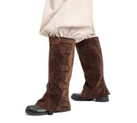 FURPHI Renaissance Boots Covers Medieval Ggaiters with Magic Tape for Halloween Ren Faire Costume, Brown, One size