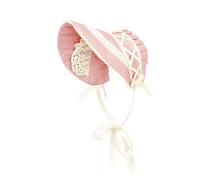 FURPHI Victorian Bonnet Colonial Hat with Lace Tea Party Costume Sun Cap for Women, Pink, Adult