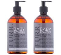 FURR Baby Powder Dog Shampoo 2 x 500ml - Gentle Puppy & Dog Shampoo with Argan Oil, Aloe Vera & Hyaluronic Acid - Naturally Derived, Vegan, Cruelty-Free - Fresh Baby Powder Scent for Sensitive Skin