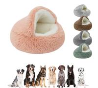 Furr & Humble Abode Round Pet Bed for Dogs - Soft Plush Sleeping Nest for Small and Large Dogs - Fluffy Warm Dog Cave House - Cosy Washable Pet Igloo Bed for Puppies & Dogs - Pink - (60 cm)