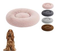 Furr & Humble Abode Soft Calming Donut Bed for Dogs - Cosy Round Pet Donut Bed for Small to Large Pets - Soft Plush Dog Beds with Non Slip Bottom - Fluffy Anxiety Relief Pet Cushion - Pink - 60 cm