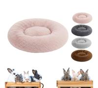 Furr & Humble Abode Soft Rabbit Plush Bed - Cosy Soft Fluffy Bunny Cushion for Rabbits - Comfortable Warm Sleeping Nest - Washable Round Dough Pet Bed for Small to Large Bunnies - Pink - 80 cm
