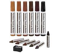 FURREN Set of 13 Wooden Furniture Repair Kit - Markers and Wax Sticks with Sharpening Kit for Scratches, Wood Floors