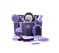 Furrishine 11PCS Horse Grooming Kit Curry Comb Sweat Scraper Horse Bathing Supplies Grooming Tools with Storage Bag Sugar Taro