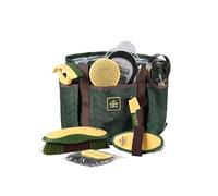 Furrishine 9PCS Horse Grooming Kit Curry Comb Sweat Scraper Horse Bathing Supplies Grooming Tools with Storage Bag Pasture Glow