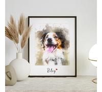 Furrlio Pet Portrait From Your Photos - Dog Memorial Gifts for Loss of Dog, Personalized Gift for Her Birthday, Pet Memorial Gift for Dog, Gift for Women/Men, Cat & Dog Portrait, Vibrant Watercolor