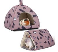 FurrTales Guinea Pig Hideout Rabbit Bed with Tunnel, 2-Pack Cozy Guinea Pig Toys for Hamsters, Rabbits, Ferrets & Small Animals
