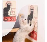 Furrther Sisal Cat Scratcher Mat - [13x21.7 inches] - Durable, Shedding-Resistant Cat Scratching Surface - Includes 8 Extra Velcros (The Black Cat Vintage Poster)