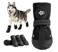 Furrtripsy Dog Booties with Micro-Adjustable Dial, Waterproof Dog Shoes for Large Medium Small Dogs, Rugged Non-Slip Rubber Paw Protectors for Hot Pavement and Snow, Hiking 4PCS (Black, Size 4)