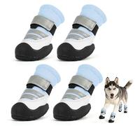 Furrtripsy Dog Boots, Waterproof Dog Shoes with Reflective Straps, Rugged Anti-Slip Sole Paw Protectors for Medium Large Dogs, Breathable Pet Booties for Hot Pavement, Snow, Hiking, 4Pcs