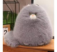 Furry and Chubby Cat Plush Pillow Super Soft Fat Kitten Stuffed Toy Fluffy Pink Plushie Doll Gifts (Grey)