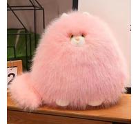 Furry and Chubby Cat Plush Pillow Super Soft Fat Kitten Stuffed Toy Fluffy Pink Plushie Doll Gifts (Pink)