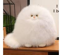 Furry and Chubby Cat Plush Pillow Super Soft Fat Kitten Stuffed Toy Fluffy Pink Plushie Doll Gifts (White)