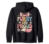 Furry And Proud Fandom Furries Cosplay Fursona Tail Ears Zip Hoodie