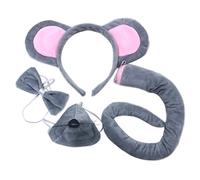 Furry Anim Ears Set Nose Bowknot Tail Donkey Mosue Cows Cosplay Costume Set