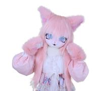 Furry Animal Headgear And Gloves Fursuit Comic Con Artificial Stuffed Mask For Cosplay Halloween Party(I)