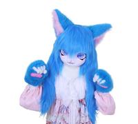 Furry Animal Headgear And Gloves Fursuit Comic Con Artificial Stuffed Mask For Cosplay Halloween Party(N)