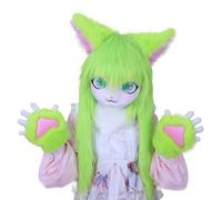Furry Animal Headgear And Gloves Fursuit Comic Con Artificial Stuffed Mask For Cosplay Halloween Party(H)