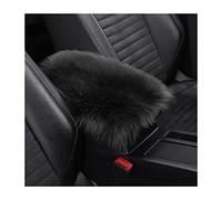 Furry Auto Center Console Cover Pad, 11.8"x7.8" Soft Sheepskin Wool Armrest Cushion, Fluffy Vehicle Armrest Seat Box Protector Warm in Winter, Car Interior Accessories for Women and Men (Black)