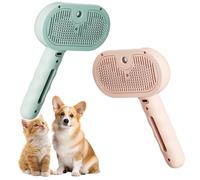 Furry Basics Pet Grooming Brush, Steam Dog Brush for Shedding, 360° Rotating with Water Tank Pet Hair Removal Comb (Green+Light Pink)