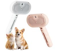 Furry Basics Pet Grooming Brush, Steam Dog Brush for Shedding, 360° Rotating with Water Tank Pet Hair Removal Comb (White+Light Pink)