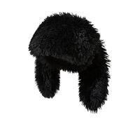 Furry Beanie Bunny Ears Hat Fluffy Warm Hat Plush Slouchy Beanies for Indoor and Outdoor, Black, M/L