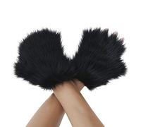 Furry Bear Claw Gloves, Men Women Halloween Cosplay Party Dress Up Props Winter Warm Plush Half Finger Mittens