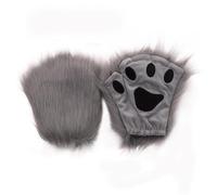 Furry Bear Paw Gloves, Men Women Halloween Cosplay Props, Faux Fur Claw Mittens, Warm Winter Plush Half Finger Gloves